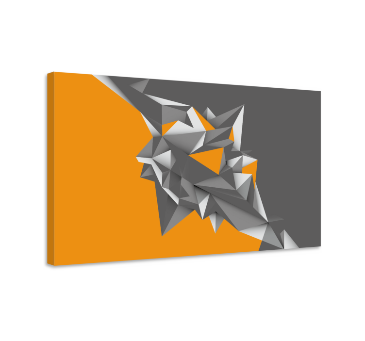 Tableau 3d Formes abstraites géométriques grises et oranges - TenStickers