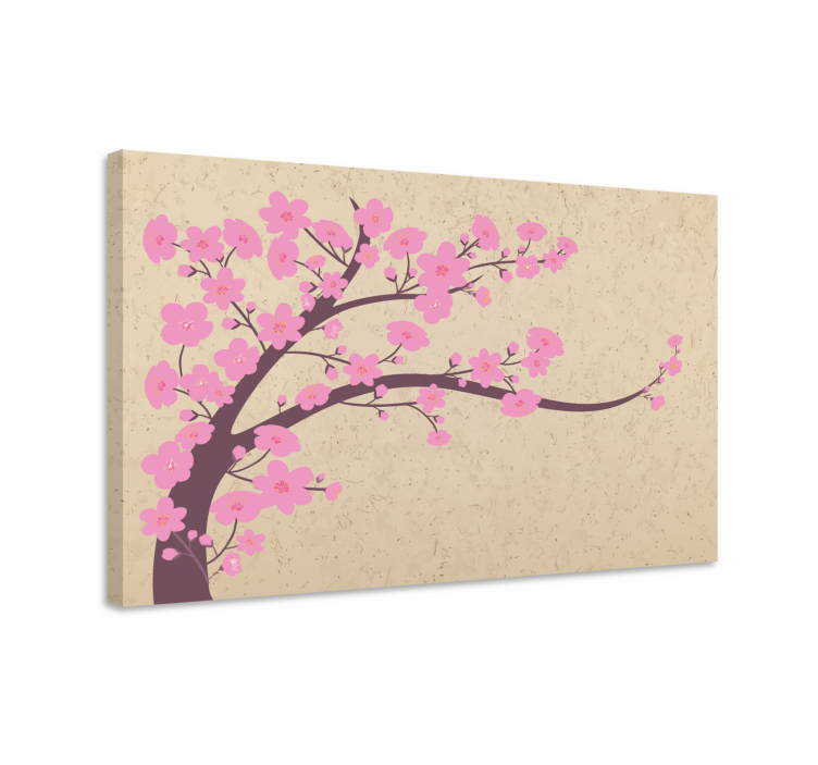 Tableau 3d Fleurs roses sur fond beige - TenStickers