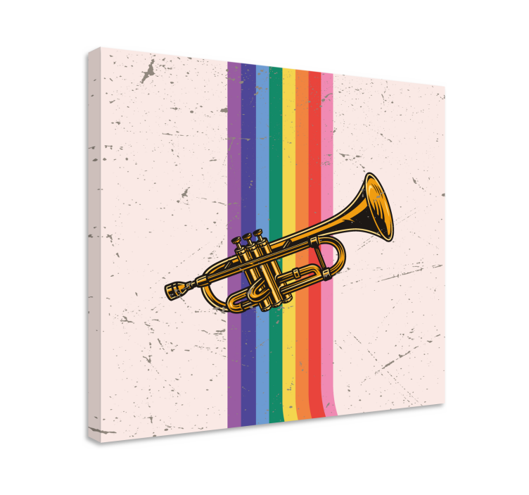 Tableau musique trompette avec lignes - TenStickers
