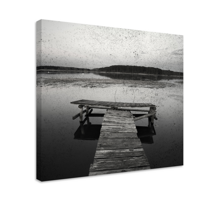 Tableau 3d Vieux pont en bois noir et blanc - TenStickers