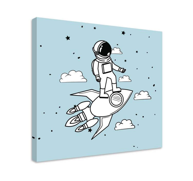 Tableau pour chambre enfant Fusée astronaute et étoiles - TenStickers