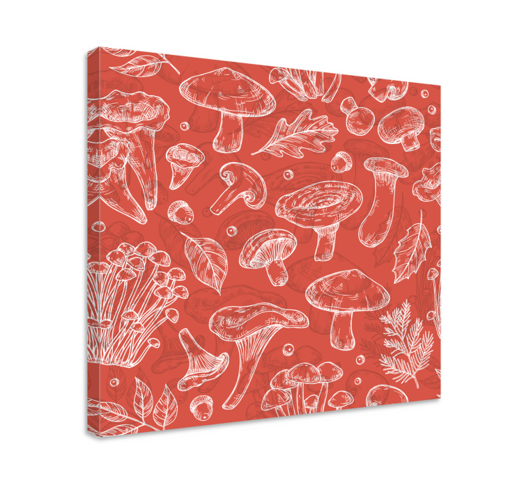 Tableau végétal sticker champignon blanc et rouge - TenStickers