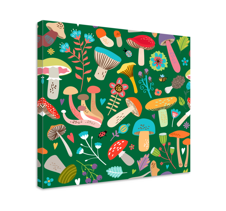 Tableau fleurs et plantes motif champignons vibrants - TenStickers