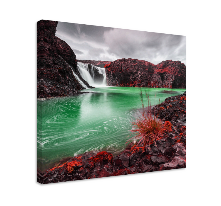 Tableau paysages cascade avec bassin vert - TenStickers