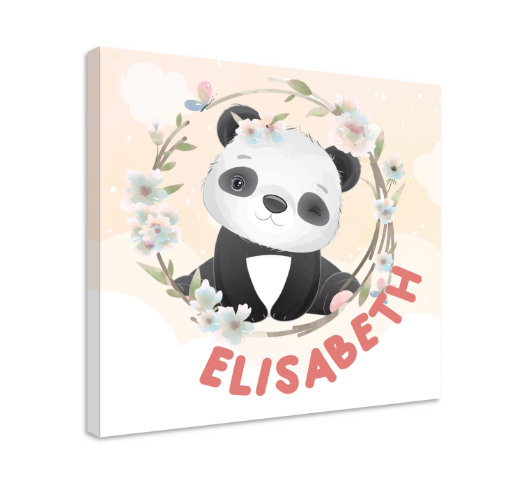 Tableau chambre bébé Animaux mignons panda avec nom - TenStickers