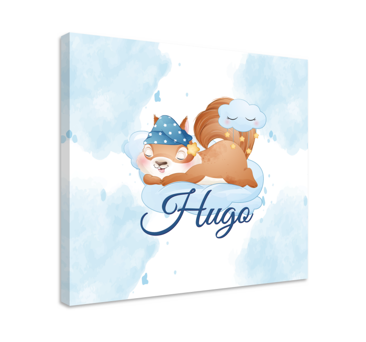 Tableau pour chambre enfant écureuil mignon pour garçon avec nom - TenStickers