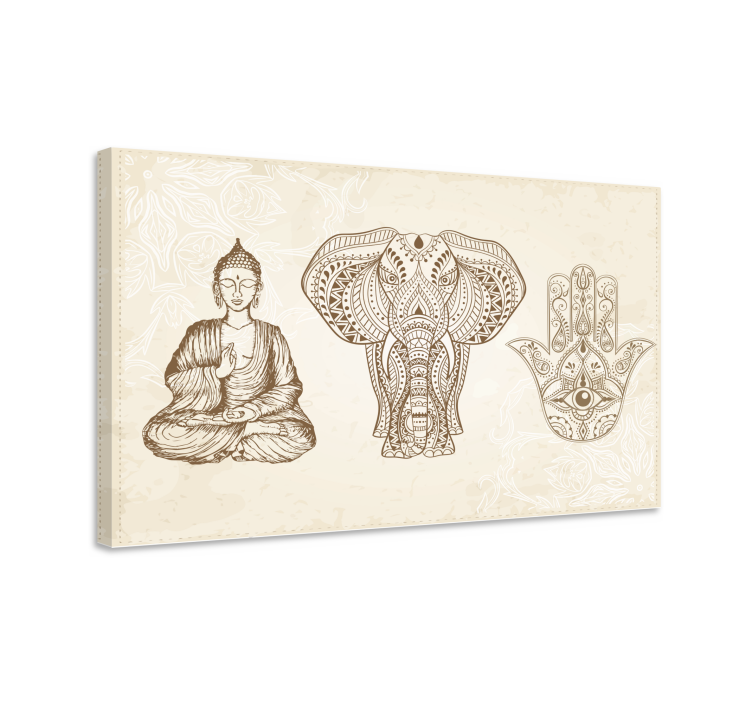 Tableau moderne Symbole de la main de bouddha hamsa - TenStickers