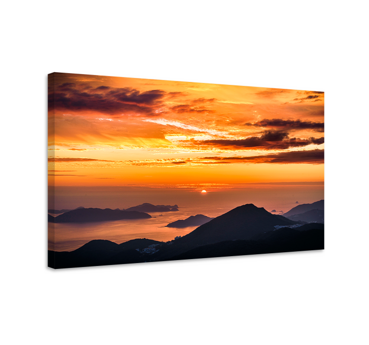Tableau paysages coucher de soleil sur montagnes - TenStickers