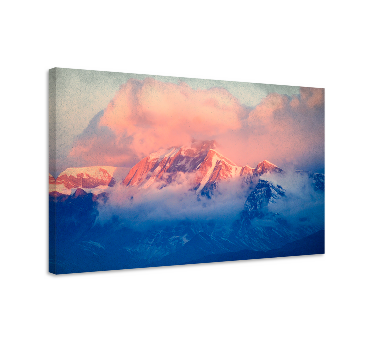 Tableau paysages coucher de soleil sur sommets montagneux - TenStickers