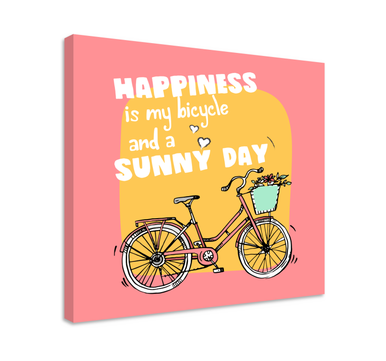 Tableau texte Le bonheur c'est le soleil et le vélo - TenStickers