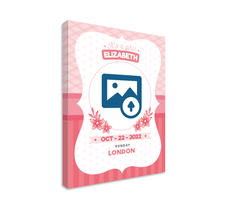 Tableau bébé faire-part rose personnalisé - TenStickers