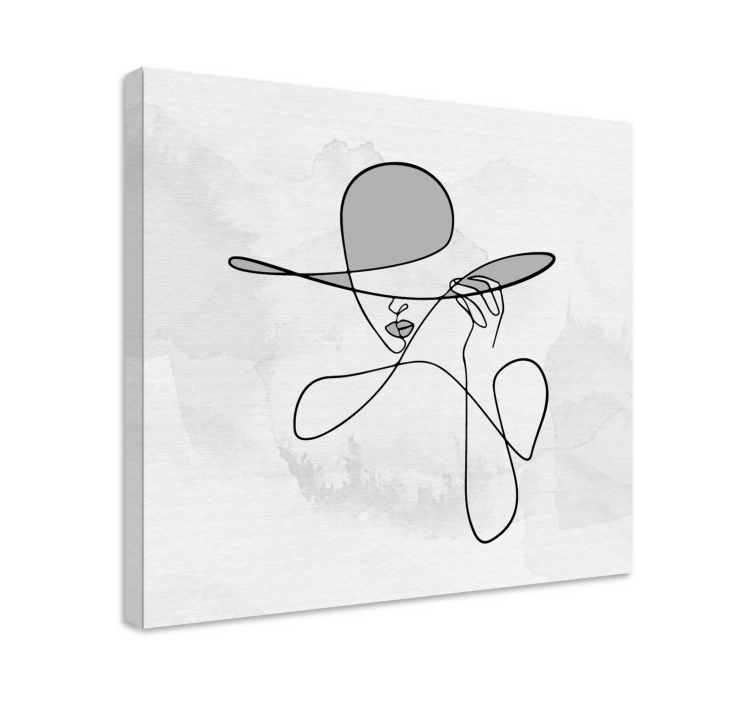 Tableau entrée Femme minimaliste avec chapeau - TenStickers