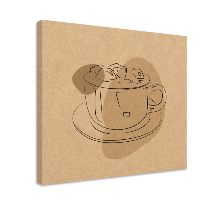 Tableau fleurs illustration tasse de café - TenStickers