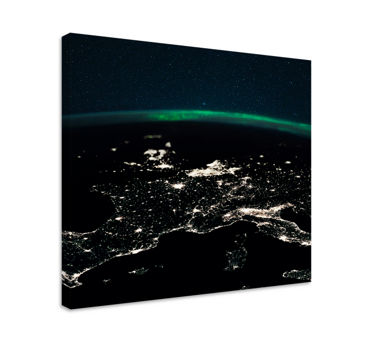 Tableau paysage étoiles aurores boréales et terre - TenStickers