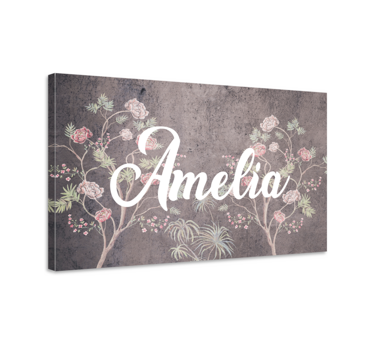 Tableau fleurs motif floral avec nom - TenStickers
