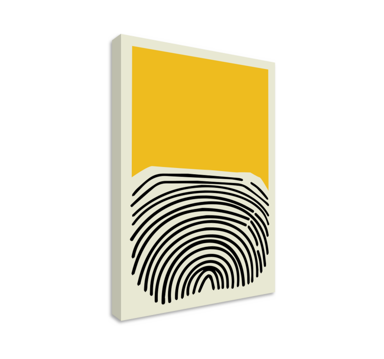 Tableau moderne tableau jaune abstraite avec des lignes noires - TenStickers