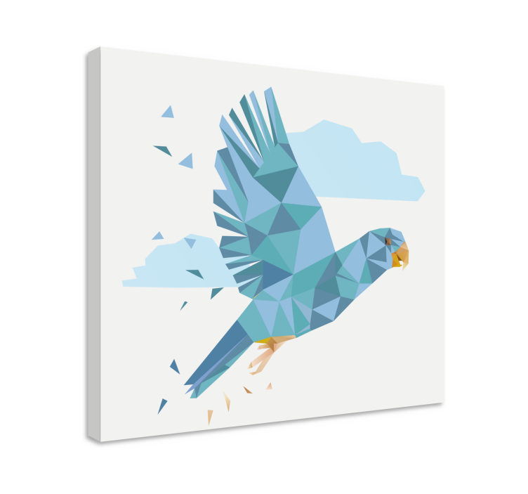 Tableau oiseaux Perroquet mignon bleu animaux géométriques - TenStickers