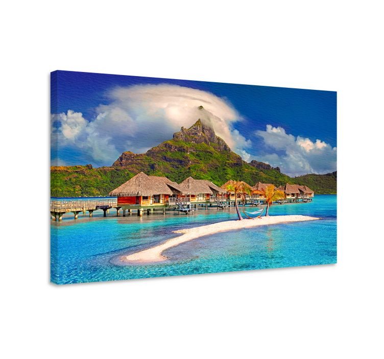 Tableau paysage Chalets sur la plage - TenStickers