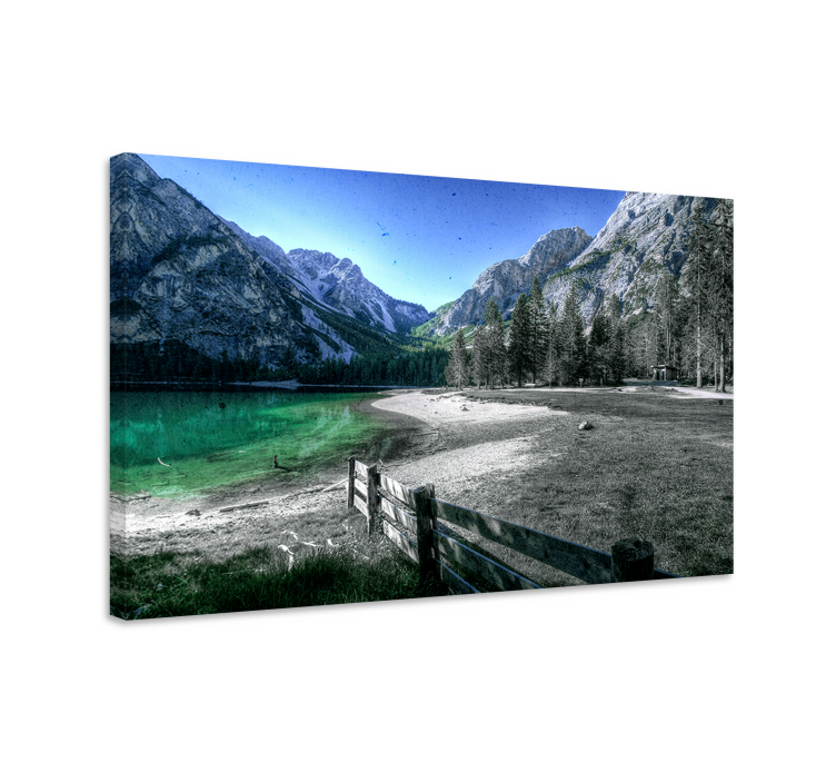 Tableau paysage Montagne grise et lac - TenStickers