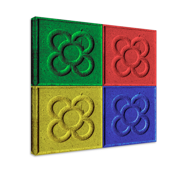 Tableau salon carreaux quatres couleurs pop - TenStickers