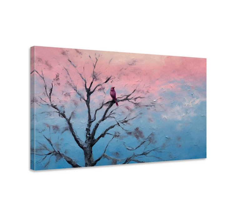 Tableau art oiseau sur arbre - TenStickers