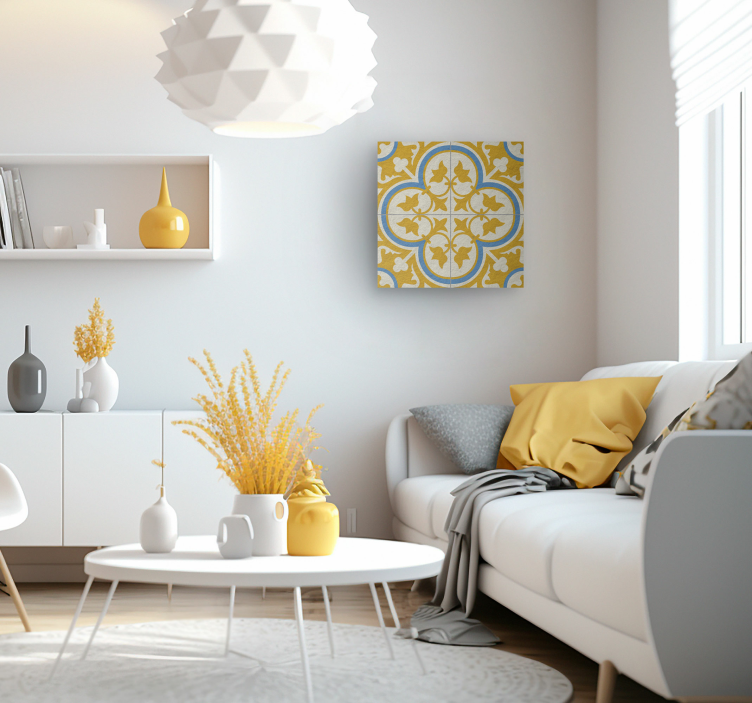 Tableau vintage carreau hydraulique jaune - TenStickers