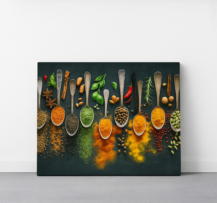 Tableau cuisine épices sur des cuillères - TenStickers