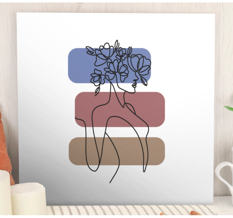 Tableau fleurs Belle femme avec chapeau fleuri - TenStickers