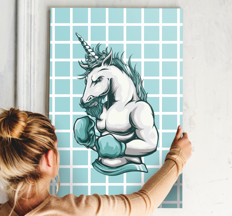 Tableau moderne Dessin animé de licorne de gym d'entraînement - TenStickers