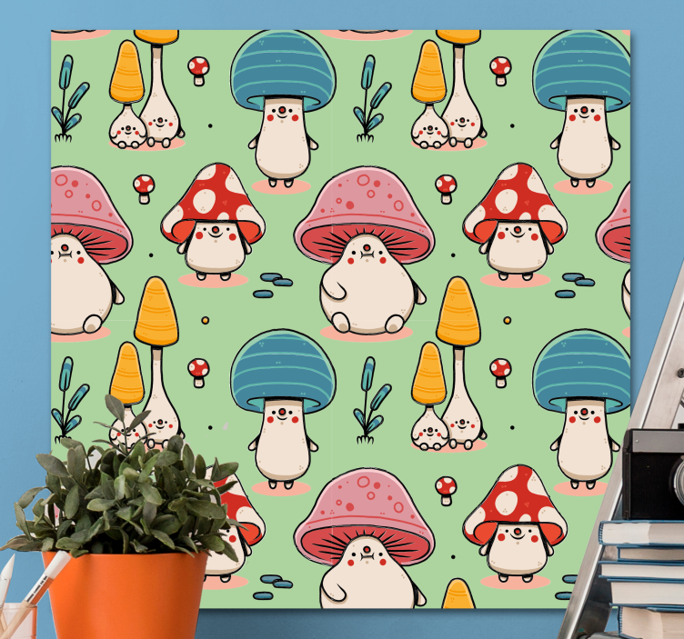 Tableau animaux créatures champignons mignonnes - TenStickers