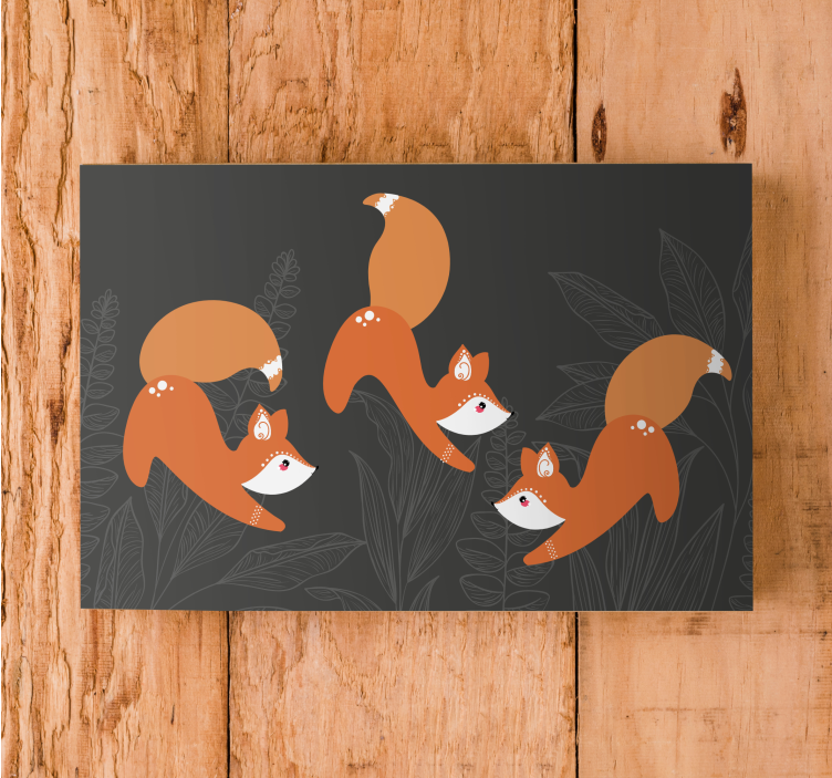 Tableau animaux renard jouant - TenStickers