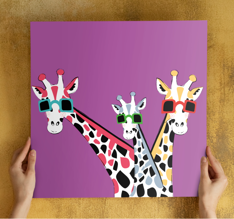 Tableau animaux girafes en lunettes de soleil - TenStickers