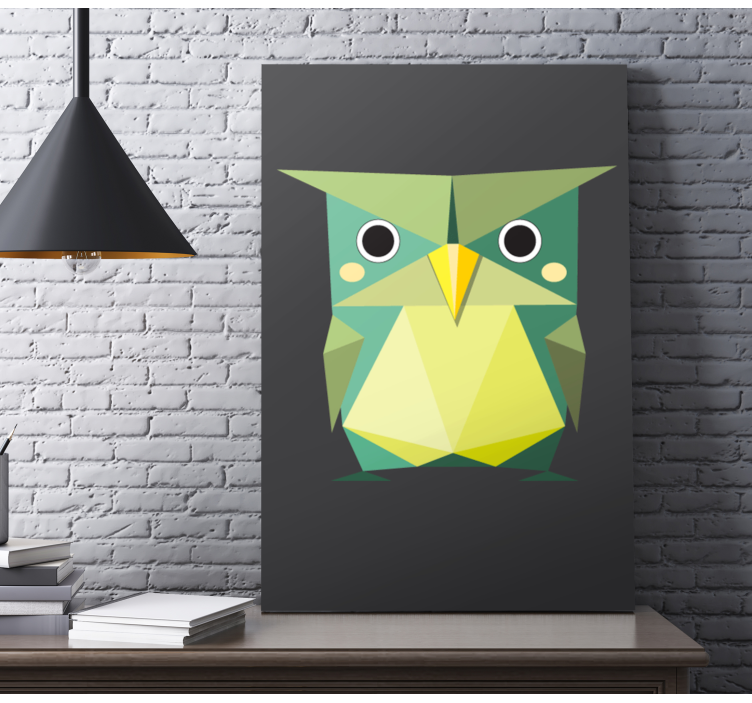 Tableau animaux hibou vert géométrique - TenStickers