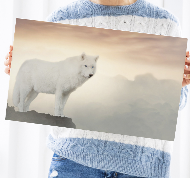 Tableau animal Loup blanc sur la montagne - TenStickers