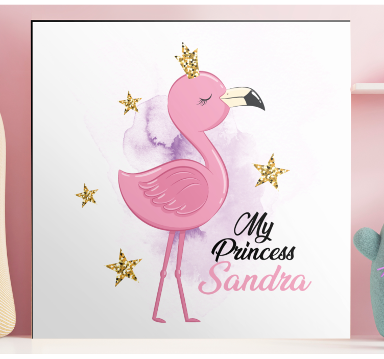 Tableau animaux ma princesse flamant rose avec nom - TenStickers