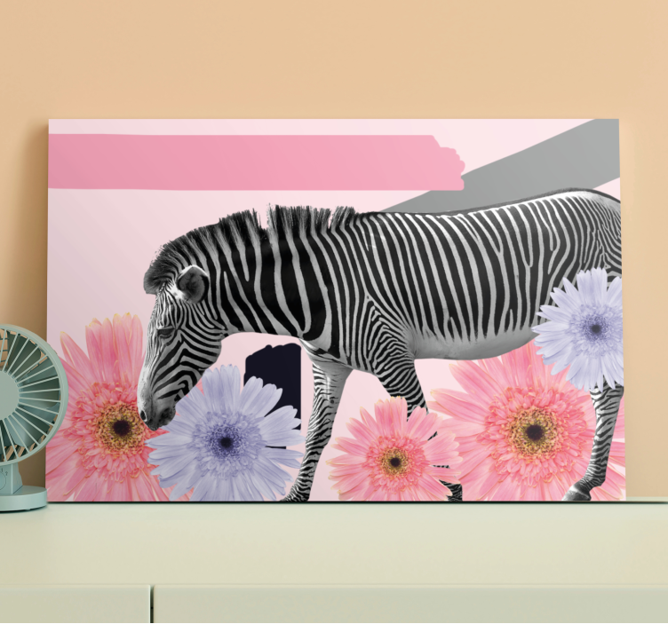Tableau animaux zebra parmi les fleurs - TenStickers