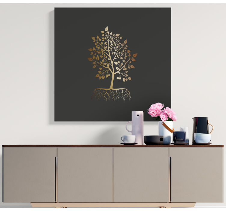 Tableau arbre de vie Or avec des racines - TenStickers