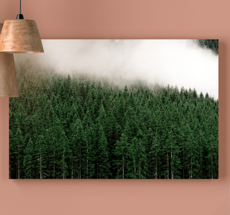 Tableau arbres forêt de conifères brumeuse - TenStickers
