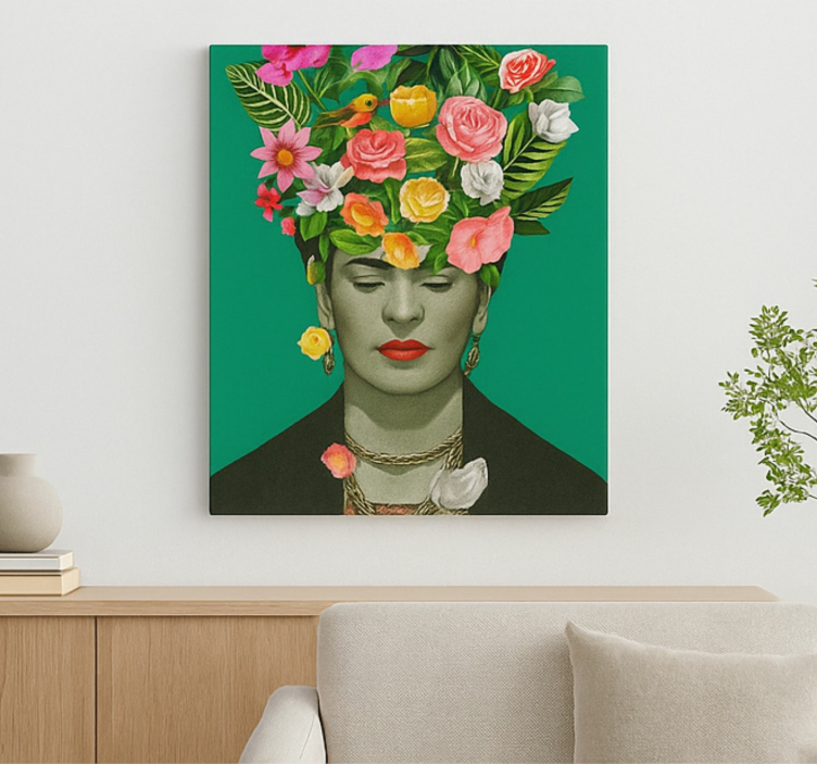 Tableau art frida kahlo fleurs colorées - TenStickers