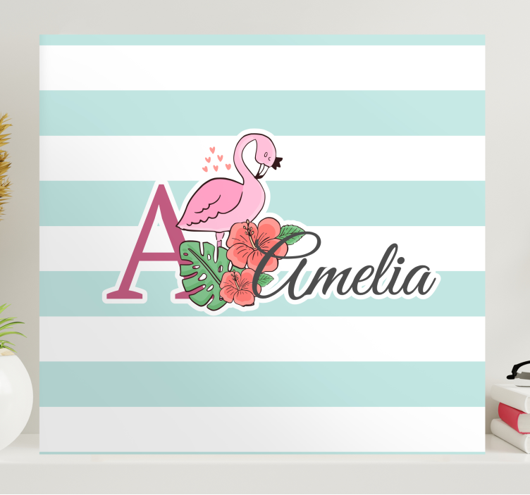 Tableau bébé détail flamant rose personnalisé - TenStickers