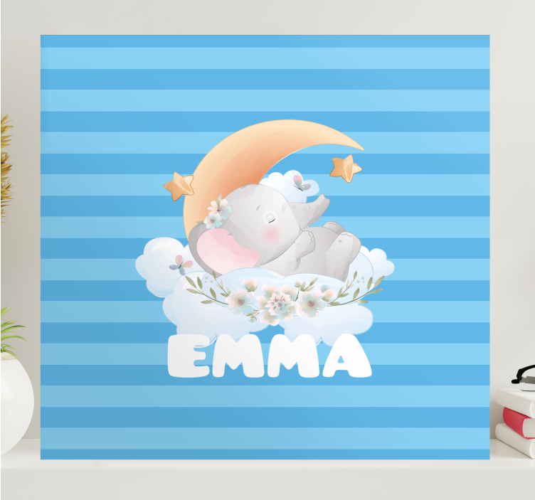 Tableau bébé rêves d'éléphant endormi - TenStickers