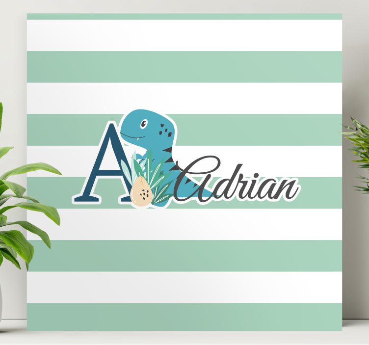 Tableau pour chambre enfant Animaux mignons dino avec nom - TenStickers