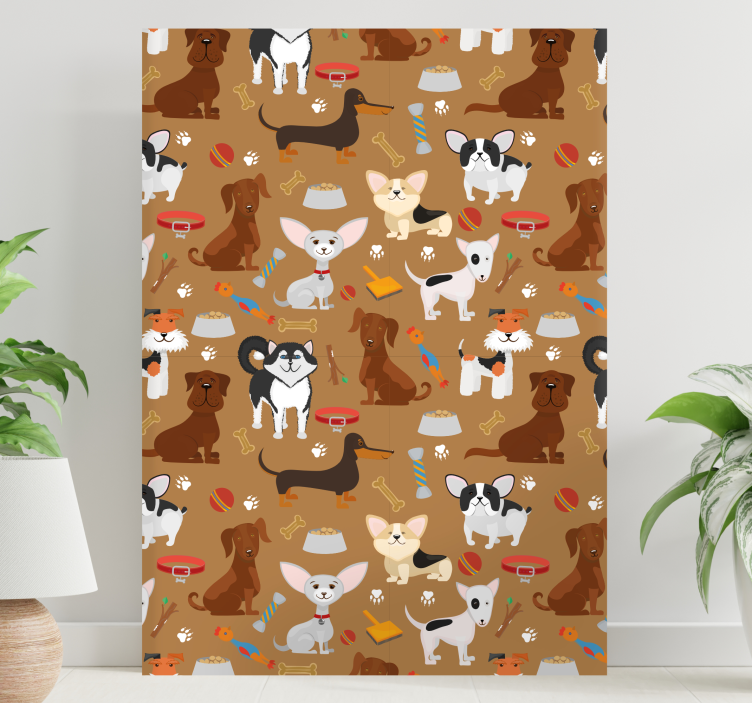 Tableau chiens chiots marron - TenStickers