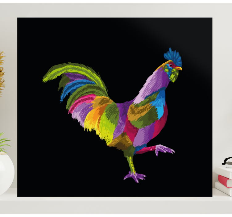 Tableau oiseaux conception de coq coloré - TenStickers