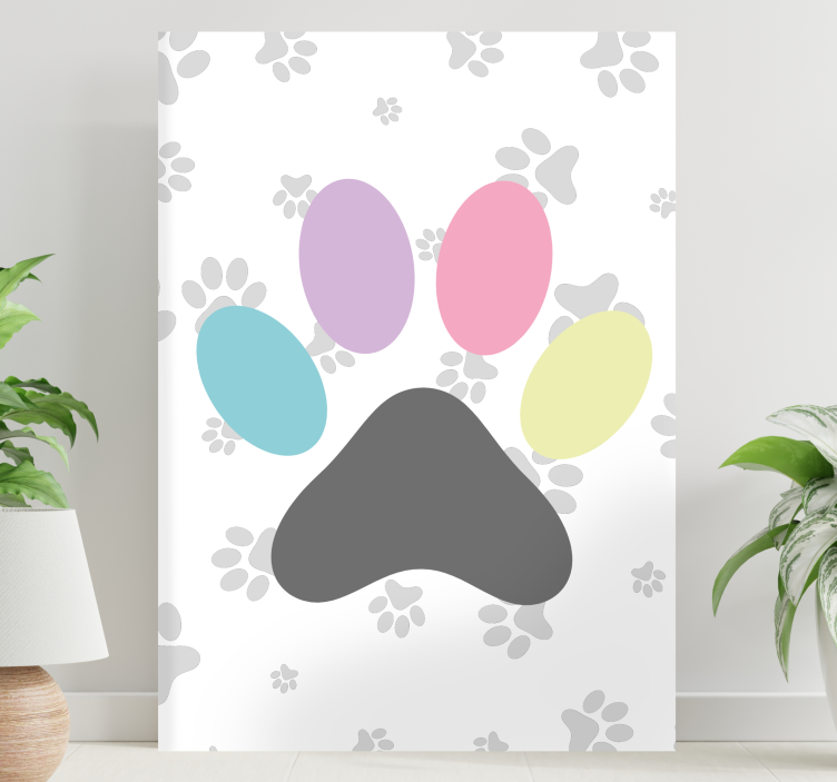 Tableau chiens empreintes de pattes colorées - TenStickers