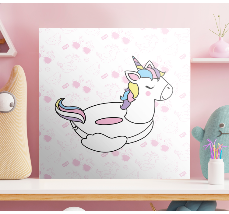 Tableau licorne avec des lunettes de soleil roses - TenStickers
