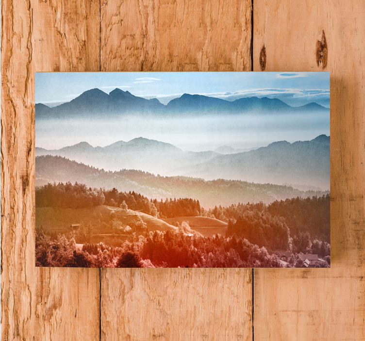 Tableau paysages vue sur la montagne brumeuse - TenStickers