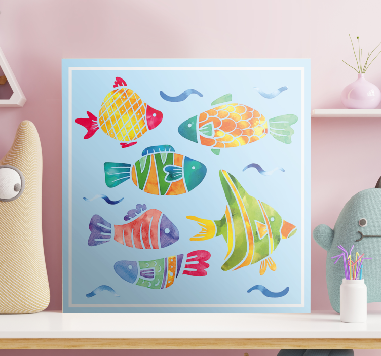 Tableau poisson Dessin animé coloré - TenStickers