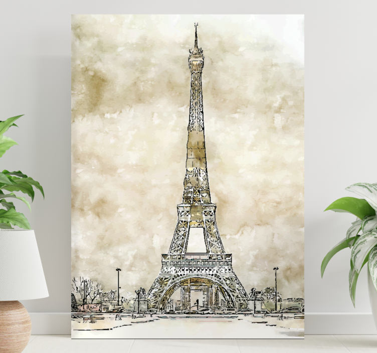 Tableau tableau à l'aquarelle de la tour eiffel - TenStickers