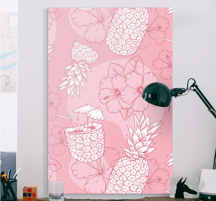 Tableau fleurs et plantes motif ananas hibiscus - TenStickers